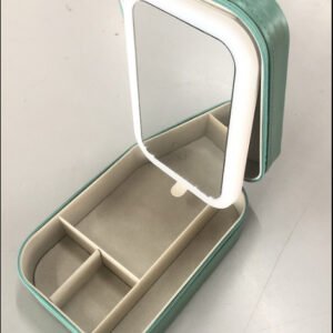 Makiažo laikymo dėžutė su LED šviesos veidrodžiu