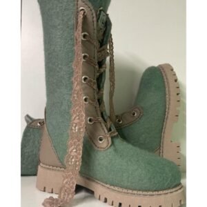 Ilgi vandenyno žalios spalvos veltinio batai